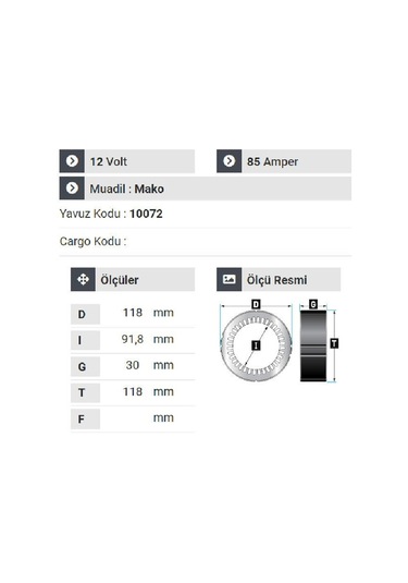Nursan 120912 Statör 12v 85a Mako Tip Kapaklı Albea Multijet 1.2 Opel Corsa