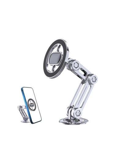 Lemestar Evrensel 360 Dönebilen Güçlü Mıknatıslı Araç Telefon Tutucu - Sarsıntıya Dayanıklı GÜMÜŞ