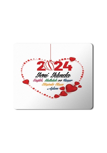2024 Yeni Yılında Seninle Olsun Aşkım Kalpler Mousepad Mouse Pad
