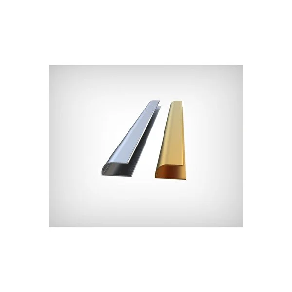 Laminant Parke Oval U Bitim Profili Çıtası Altın Gold Rengi 90cm 8mm