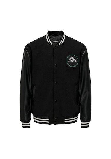 Only & Sons Erkek Düğmeli Siyah Kolej Ceket - 22026189 001