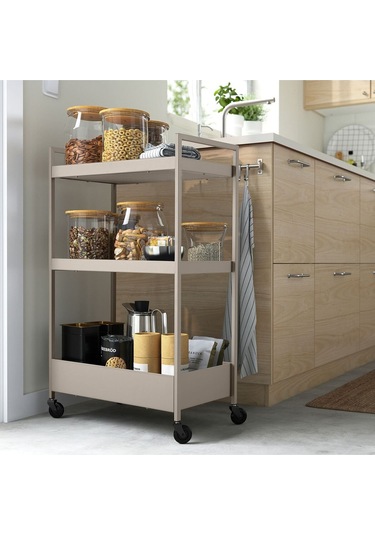 Nıssafors Banyo Düzenleyici, Banyo Servis Arabası, Bej, 50,5x30x83 Cm Bej