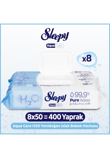 Sleepy AquaCare H2O Yenidoğan Islak Bebek Havlusu 8x50
