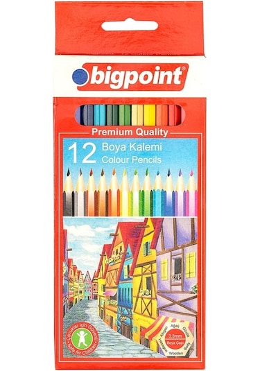 Bigpoint 12 Renk Tam Boy Kuru Boya Kalemi