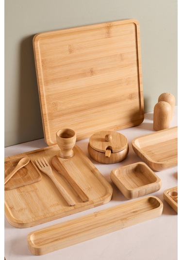 Rumeli Bambu 67 Parça 6 Kişilik Kahvaltı Takımı Kahverengı Kahverengi