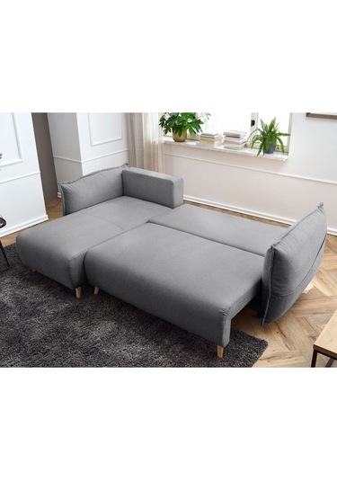 Puffy Sandıklı Köşe Koltuk Gri Sol Köşe Gri