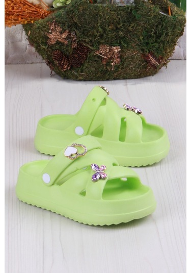Fort Clx 6980 Plaj Deniz Havuz Terliği Hafif Rahat Esnek Kız Çocuk Terlik Yeşil