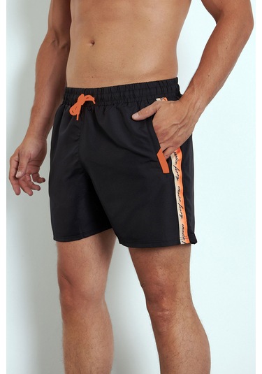 Enrico Ferry Erkek Siyah Cepli Hızlı Kuruyan Deniz Şortu Edy2512s