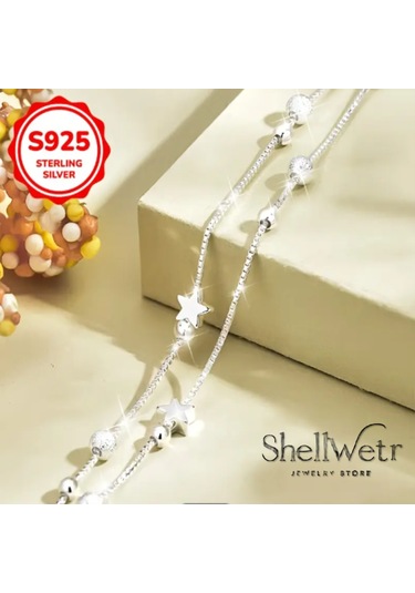 Silvastar 925 Ayar Kadın Gümüş Bileklik Yıldız Detaylı Şık Görünüme Sahip Parlak Bileklik Gümüş