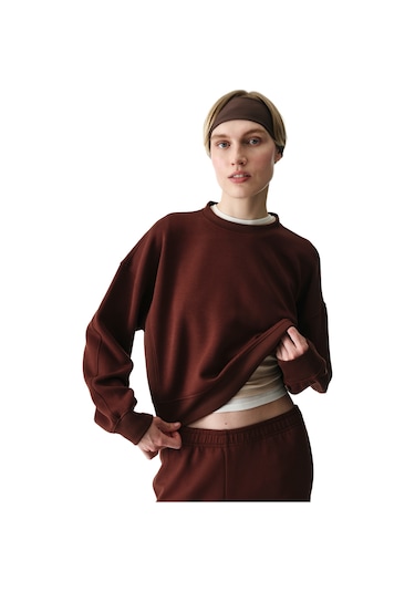 Penti Kahverengi Silky Feel Contrast Sweatshirt