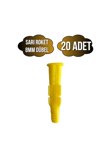 Roket Sarı 8mm Dübel Beton Tuğla Briket Dubeli 8mm Sarı Roket 20 Adet