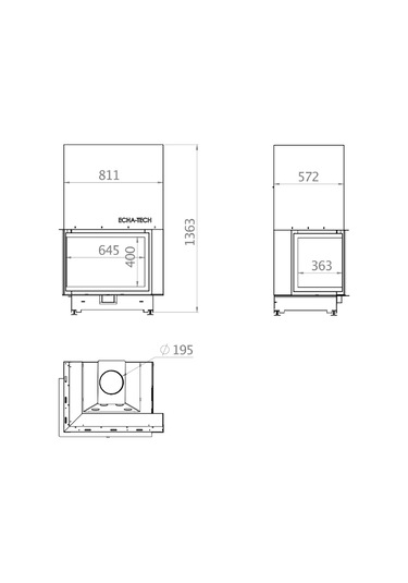 Echa Tech Asansörlü Çelik Köşe Şömine Haznesi Sol Açık 80 D