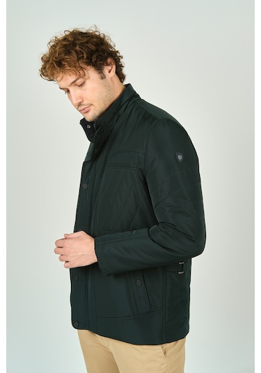 Lucas Erkek Fermuar Ve Çıtçıt Kapamalı Hakim Yaka Kaban 4785 Yeşil Yeşil