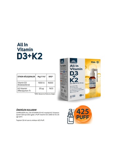 Camrusepa All In D3+K2 Vitamini 50 ML