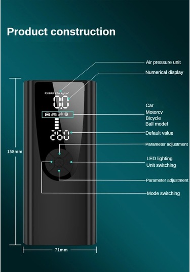 Jialan Taşınabilir Araba Hava Kompresörü 12v 150psı Elektrikli