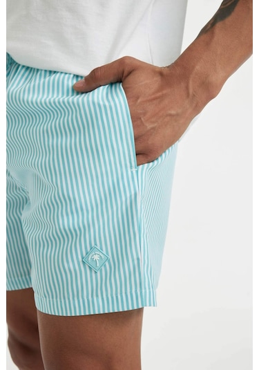 DeFacto Çizgili File Astarlı Kısa Boy Deniz Şortu U0024AZ24HSTR481 DeFacto Çizgili File Astarlı Kısa Boy Deniz Şortu U0024AZ24HSTR481