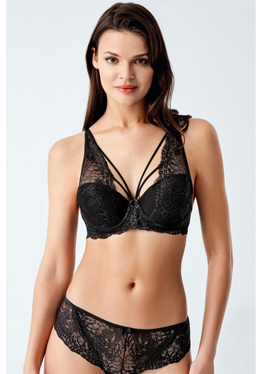 Luw 4083 Siyah Dolgusuz Sütyen Külot 2Li Takım Siyah