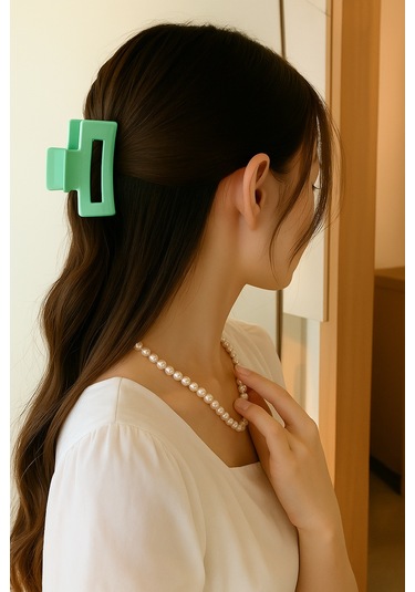 Su Yeşili Renk Televizyon Model Mandal Saç Tokası 11 Cm - Şık Ve Dayanıklı Su Yeşili