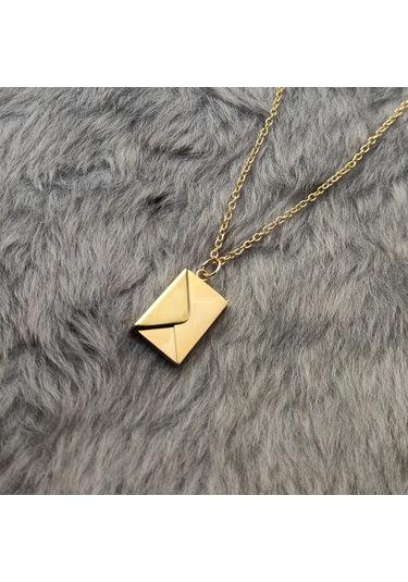 Chavin Gold Çelik Mıknatıslı Zarf Mektup Bayan Kolye er95sr Altın