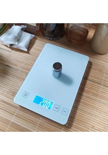 Dashanshop Dijital Mutfak Terazisi 15kg 1g Beyaz Usb Şarjlı Meyve Sebze Tartısı -
