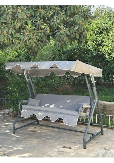 3 Kişilik Hamak Zırh Demir Bahçe Balkon Teras Salıncağı Antrasit