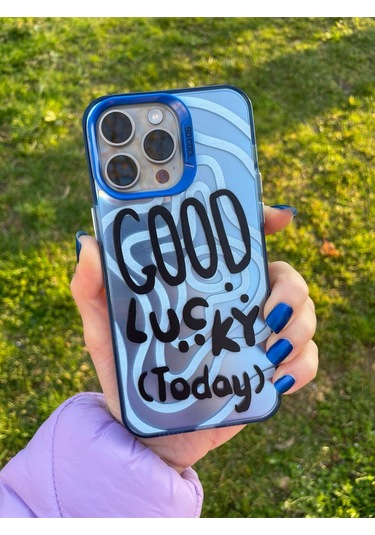 İphone Uyumlu 14 Promax Holocase Yeni Model Baskılı Sert Plastik Sararmaz Darbe Emici Kamera Korumalı Mavi