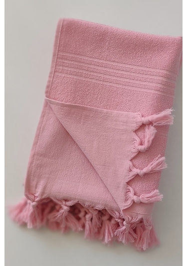 %100 Pamuk Havlu Peştemal 90x170cm - Plaj & Havuz Havlusu Pembe Pembe