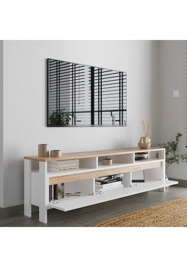 Atlas 3 Kapaklı Tv Ünitesi 160 Cm Atlantik Çam - Beyaz