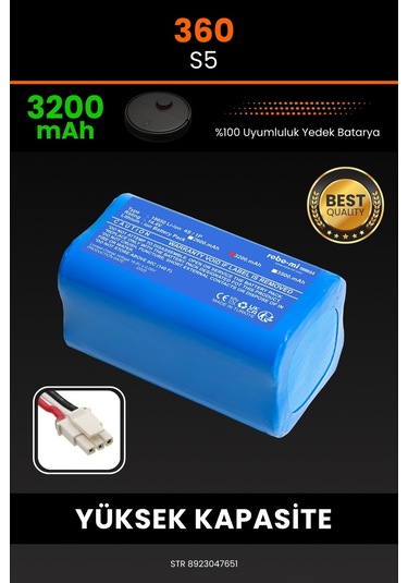360 S5 Akıllı Robot Süpürge Bataryası 14.4v 3200mah