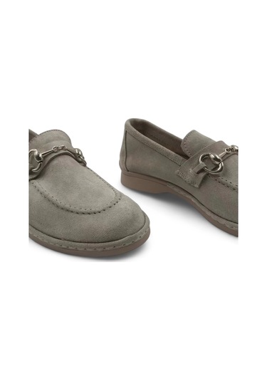 Scarpe Bej Hakiki Deri Kadın Süet Babet Ayakkabı Bej