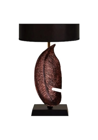 Yaprak Figürlü Polyester Abajur Bronz Diğer