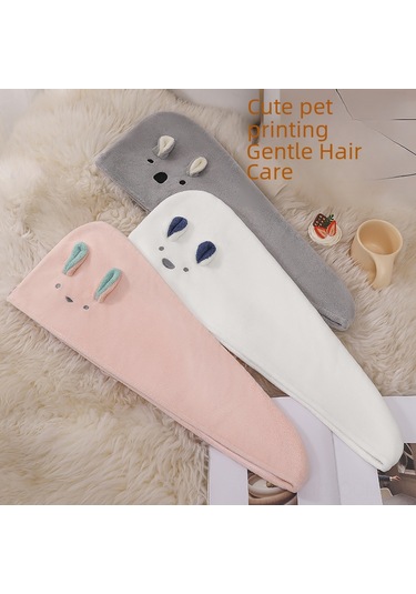 Qingmipy Kareli Kadife Tavşan Kulaklı Kalın Triangle Saç Kurutma Şapka, Ultra İçirici Süper Yumuşak Banyo Kullanıma Uygun, Çapraz Sınırlı Ticaret Ürünü Beyaz, 24 64cm Diğer