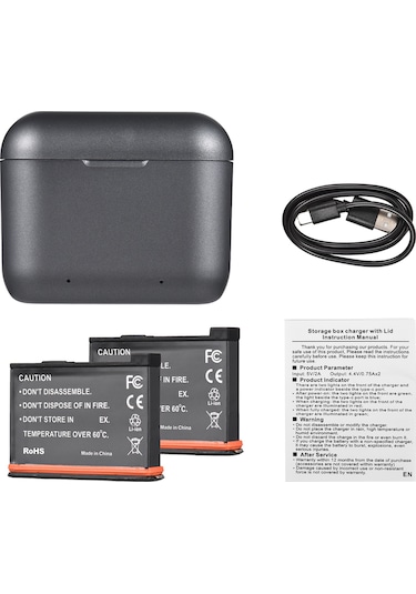 Tenfowee Insta360 X3 Uyumlu 2 Pil Seti - Cilt Tipi Çok Fonksiyonlu Şarj Kutusu İle Batarya Şarj Cihazı