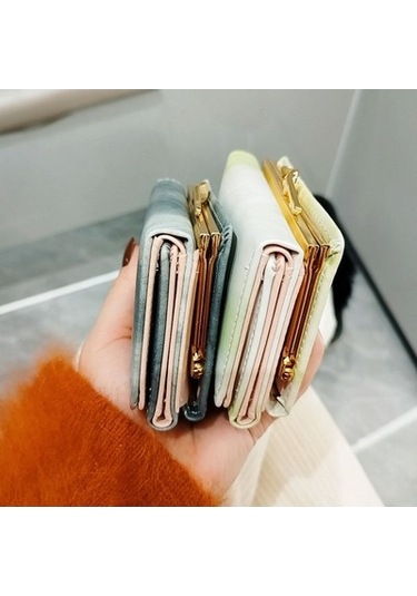 Linjinxu Mürekkep Boyama Elemanları Üç Katlı Cüzdan Mini Taşınabilir Cüzdan Siyah Siyah