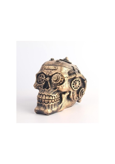 Homyl İnsan Kafatası Heykeli Oyma İskelet Kafa Kemik Heykelcik 10x15x10.5cm