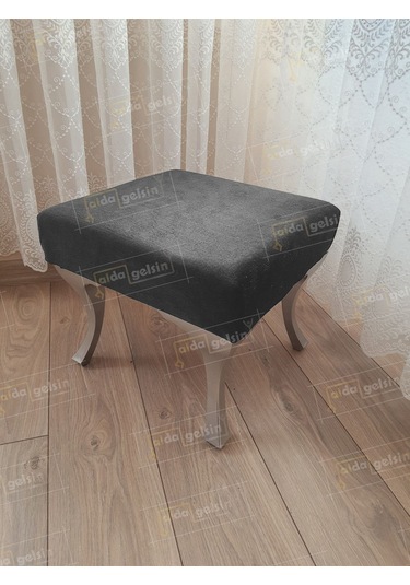 Ayak Ucu Kapı Önü Antre Düz Bench Puf Gümüş Ayak Gri