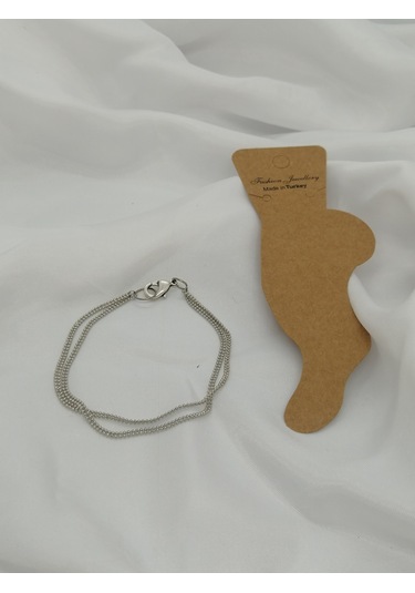 Glamglamour Gümüş Renk Üç Sıralı Kadın Halhal Gümüş