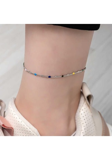 Gümüş Renkli Mineli Halhal-204734 Çok Renkli