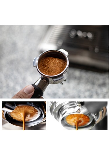 Wezone 58mm Kahve Makinesi Portafilteri, Ahşap Saplı Üç Kulaklı, Gıda Grubu Paslanmaz Çelik, Barsetto Ba101/ba102 Calphalon Temp Iq Uyumlu Kahverengi