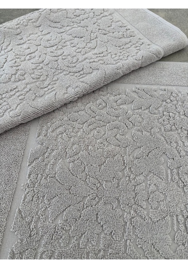 Gri & Damask Desenli Havlu Takımı - %100 Pamuk Gri