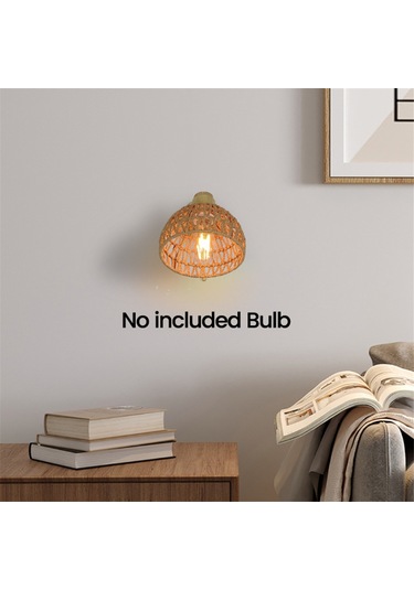 Rattan Duvar Aplikleri Retro Japon Tarzı Başucu Duvar Lambası Abd Fişi Diğer