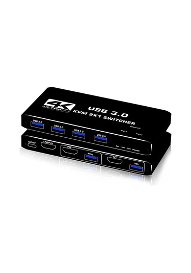 Gplus 4KVM421 KVM Switch 2x1 HDMI 4K USB 3.0 HDCP 2.3 HDR10 EDID
