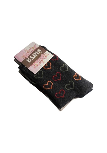 Barış Kalp Desenli Likralı Kadın Soket Çorap Adet Asorti