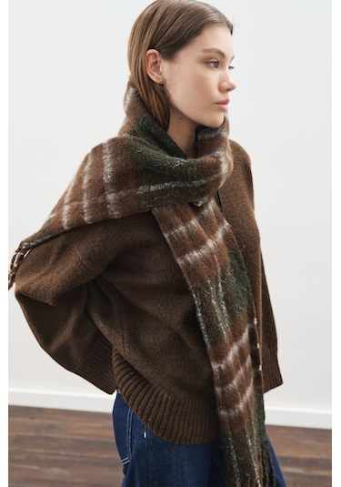 Ekose Desenli Atkı Gri Gri