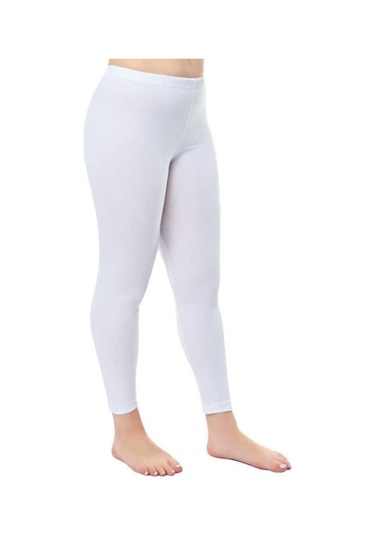 Kadın Pamuklu Uzun Tayt-4000 Beyaz