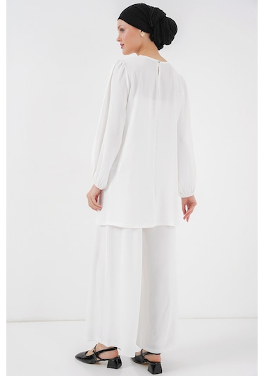 Bigdart Ayrobin Tunik Pantolon Alt Üst Takım 6712 - Beyaz