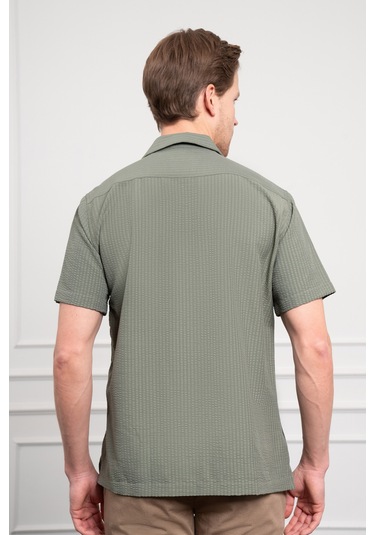 Erkek Yeşil Apaş Yaka Kısa Kol Gömlek 25ys004008700 Yeşil Yeşil