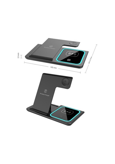 Geeksen 3'ü 1 Arada Katlanabilir Kablosuz Şarj Aleti - Telefon/saat/kulaklık İçin 15w Hızlı Şarj, Uyumlu, Telefon Tutucu Fonksiyonu, Siyah