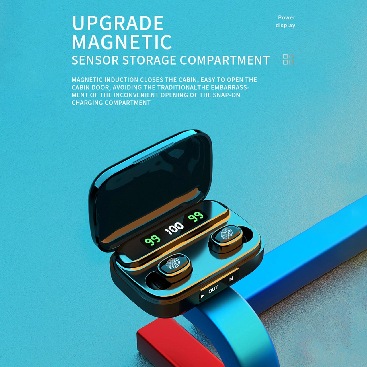 Moveevo Tws-209s Bluetooth 5.1 Kulaklıklar, Dokunmatik Kontrol, Sayısal Göstergeli, Hafif Ve Konforlu, Siyah-mavi-beyaz Seçenekli