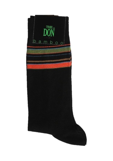 The Don Siyah-Renkli Çizgili Konçlu Bambu Erkek Çorap (105200023) Siyah